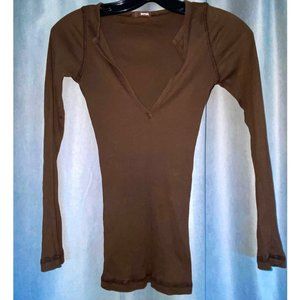 LA Made Brown Tight Long Sleeve Top